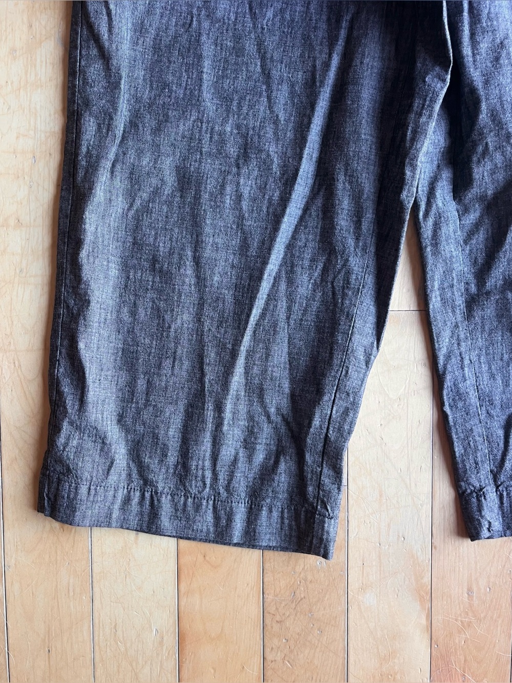 Reitmans Relaxed Charcoal Cotton‑Blend Cropped Wide-Leg Drawstring Pants Size 16 - Picture 2 of 8